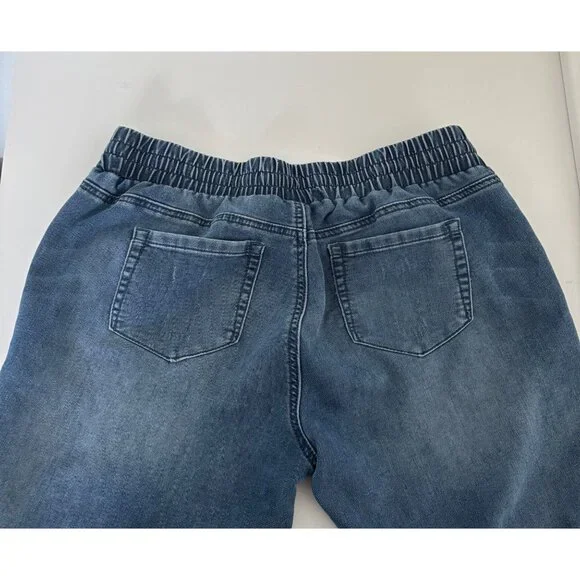 Y2k Jeans Medium Jogger High Waisted Med Wash Distressed Athleisure Streetwear - Picture 10 of 16